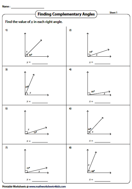Complementary And Supplementary Angles Worksheets Angles Worksheet 