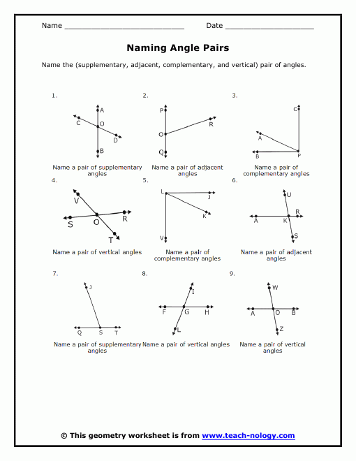 Complementary Supplementary Vertical Angles Worksheet Free Worksheets