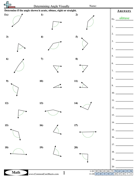 Determining Angle Visually Worksheet Angles Worksheet Math Worksheet 