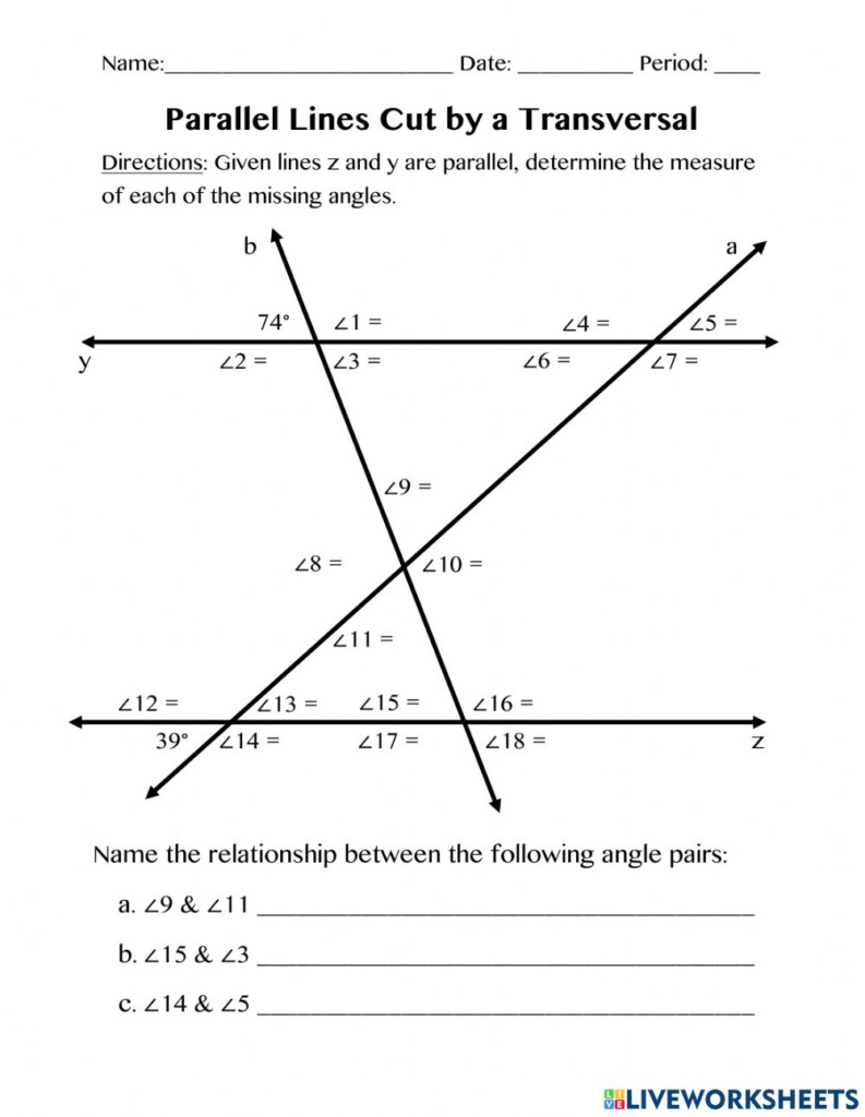 Ejercicio De Parallel Lines Cut By A Transversal