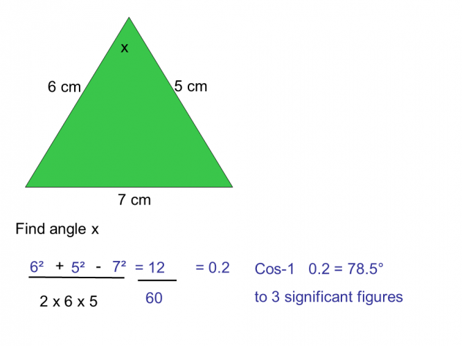 Find An Angle Using The Cosine Rule Worksheet EdPlace