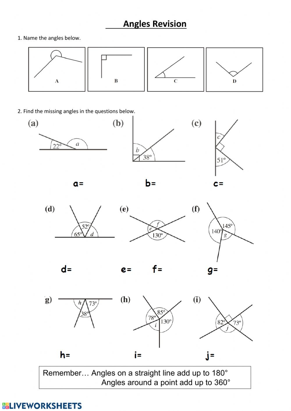 Find The Missing Angle Worksheet Kuta Angleworksheets