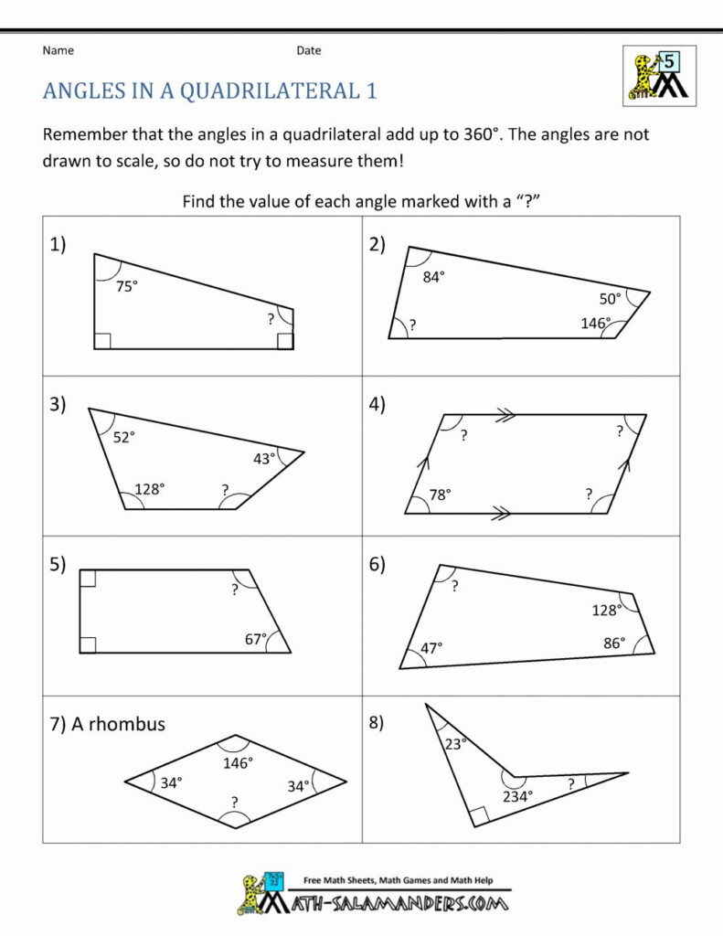 Find The Missing Angle Worksheet Unique 5th Grade Geometry Angles 