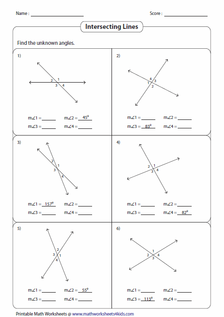 Find The Unknown Angles Vertical Angles Angles Worksheet Angle Pairs