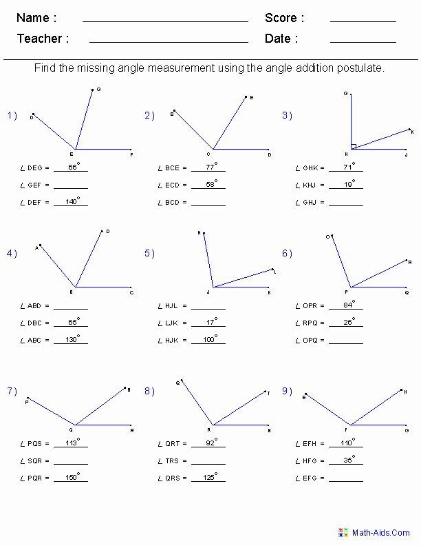 Finding Angle Measures Worksheet Lovely Geometry Worksheets Geometry 