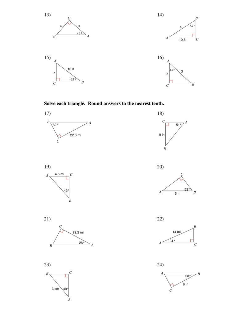 Finding Missing Angles In Triangles Worksheet Template Free Printable 