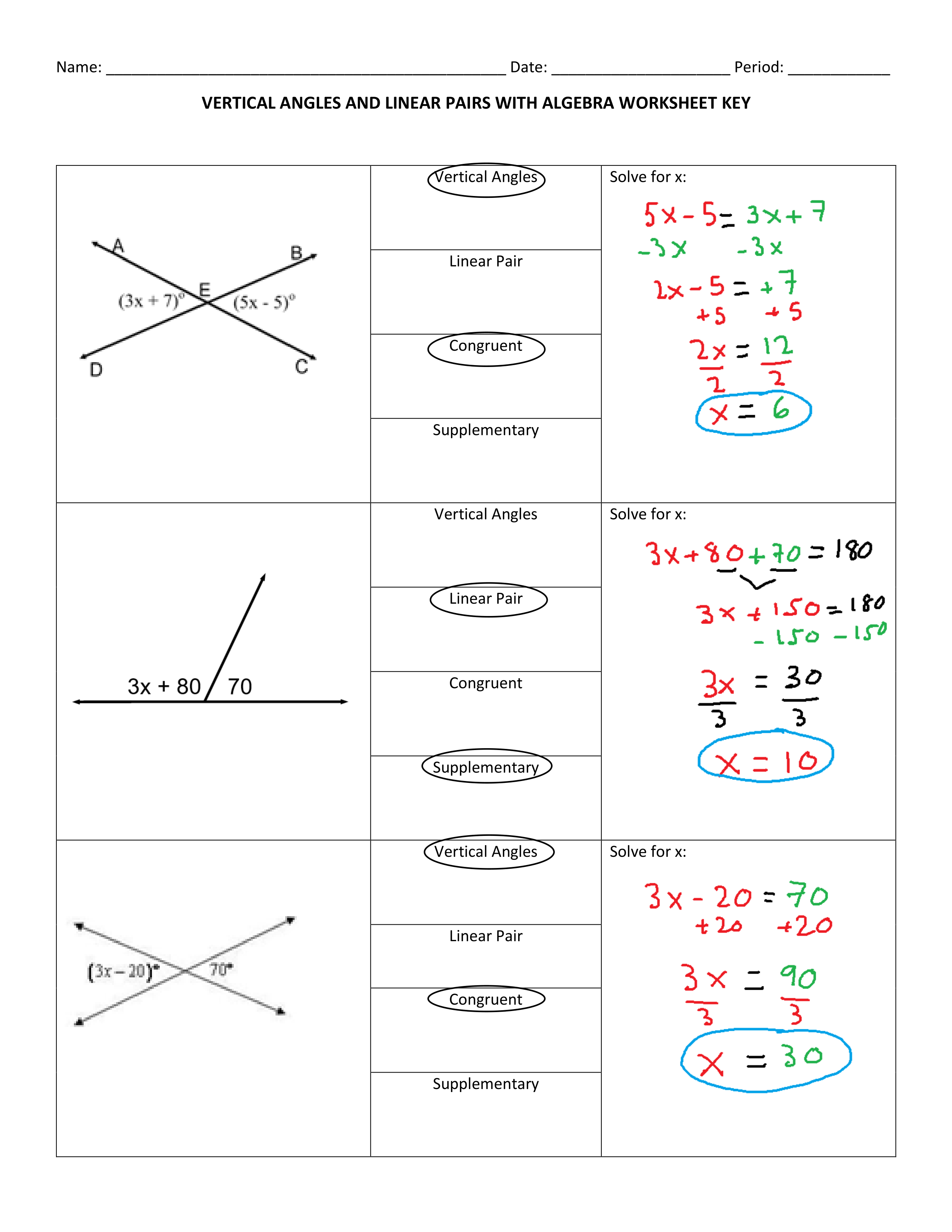 Vertical Angles And Linear Pairs Worksheet Pdf 2728