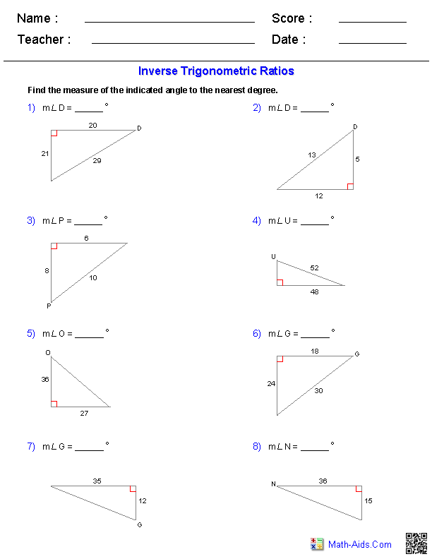 Geometry Worksheets Trigonometry Worksheets Geometry Worksheets