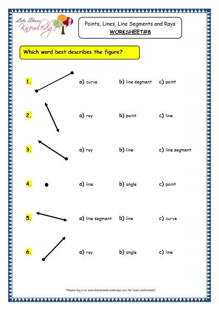 Grade 3 Maths Worksheets 14 1 Geometry Points Lines Line Segments