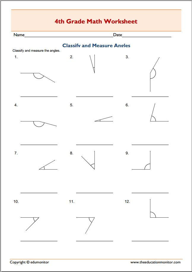 Grade 4 Angle Measurements Printable Grade 4 Angle Measurements