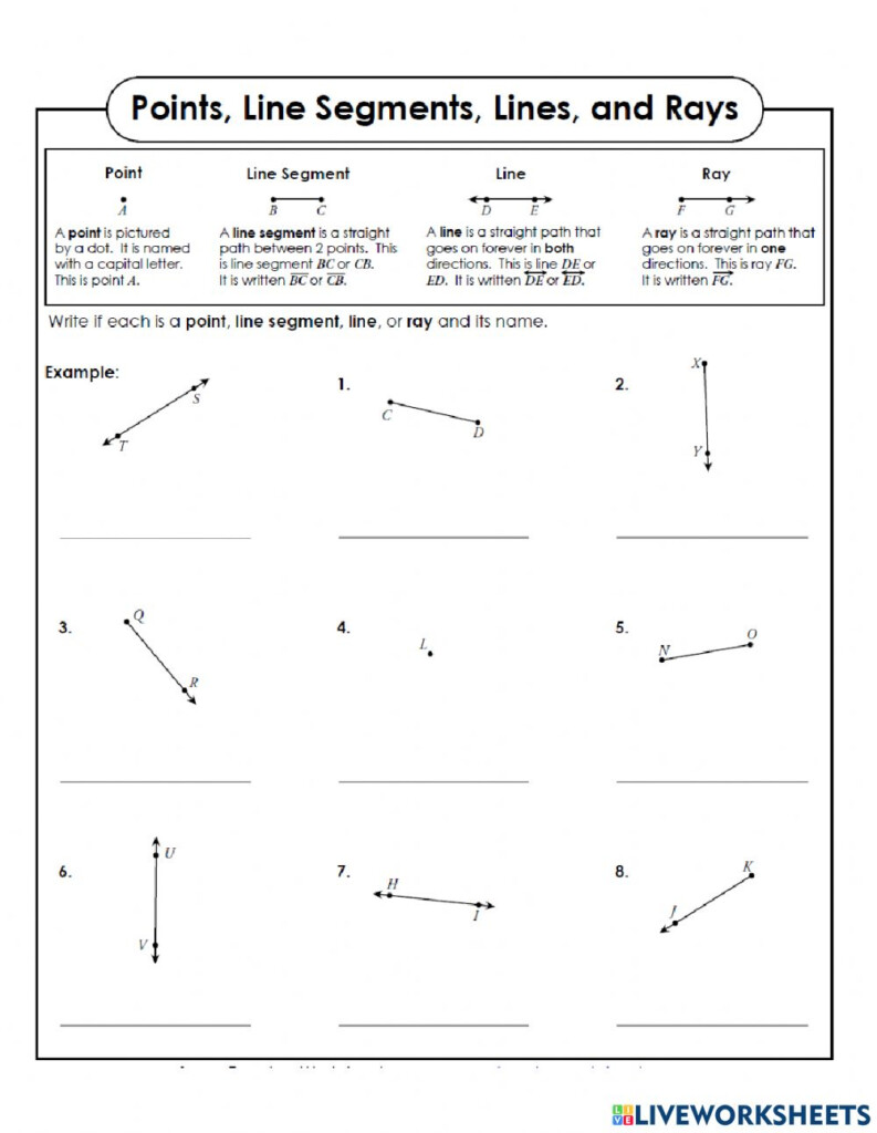 Line Line Segment Ray And Point Worksheet