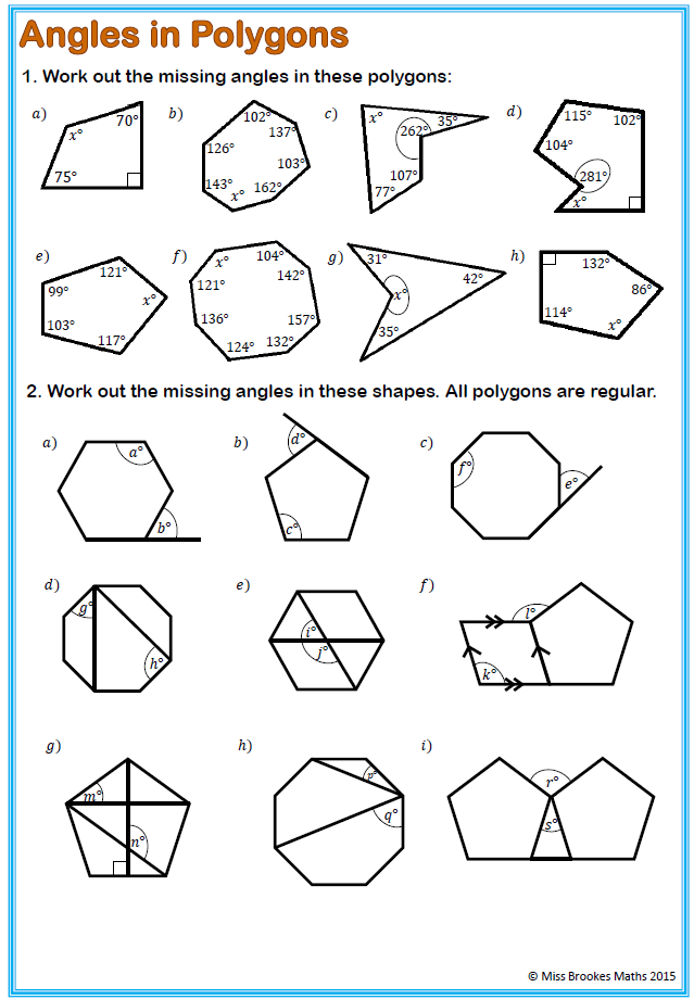 Mathworksheets4kids Sum Of Interior Angles Answers Angles And