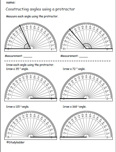 Measure And Construct Angles Using A Protractor Studyladder 