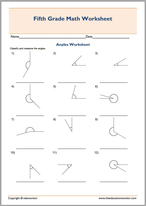 Measuring Angles 4th Grade Worksheet