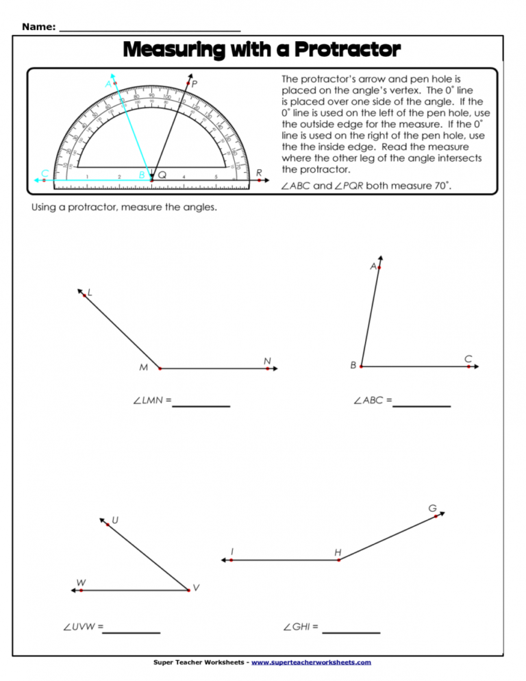 Measuring Angles With A Protractor Worksheet Db excel
