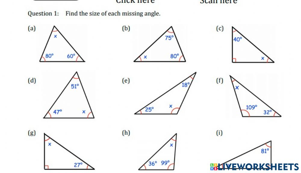 Missing Angle Of Triangle Worksheet