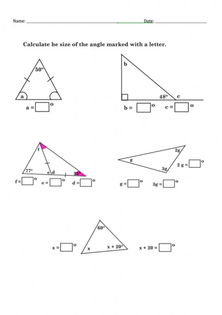 Missing Angles Of Triangles Worksheet