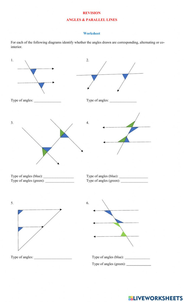 Parallel Lines Angles Worksheet