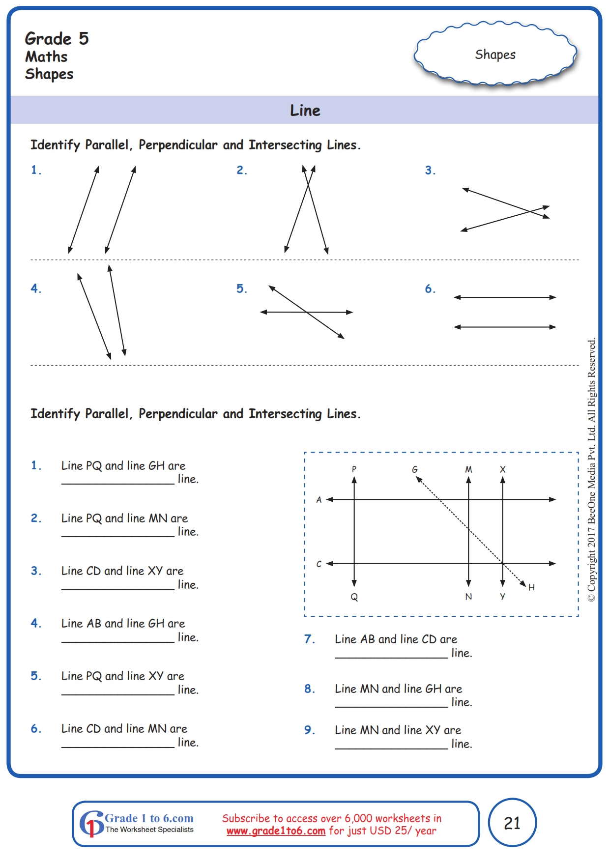 Missing Angles On Intersecting Lines Worksheet - Angleworksheets.com