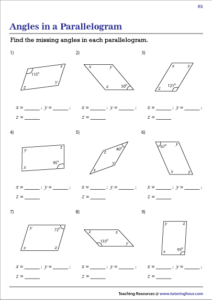 Parallelogram Properties Worksheet - Angleworksheets.com