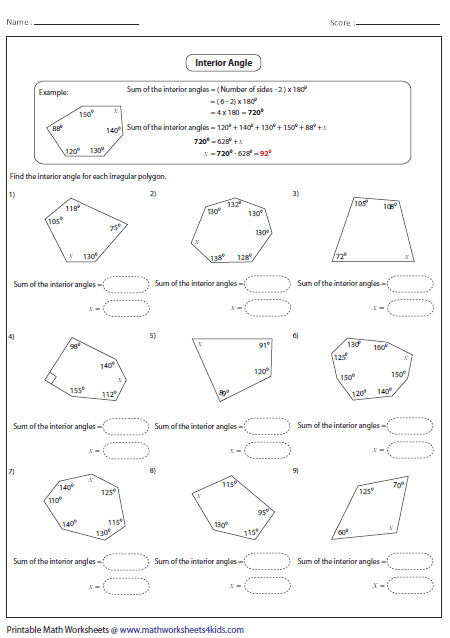 Polygon Worksheets Angles Worksheet Geometry Worksheets Geometry Angles