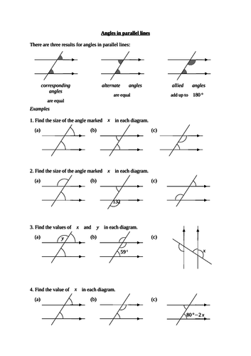 Solving Linear Equations Teaching Resources Angles Worksheet