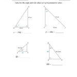 The Calculating Angle And Side Values Using Trigonometric Ratios A