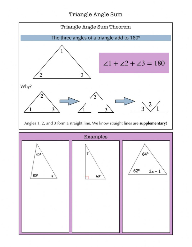 Triangle Angle Sum Notes Worksheet