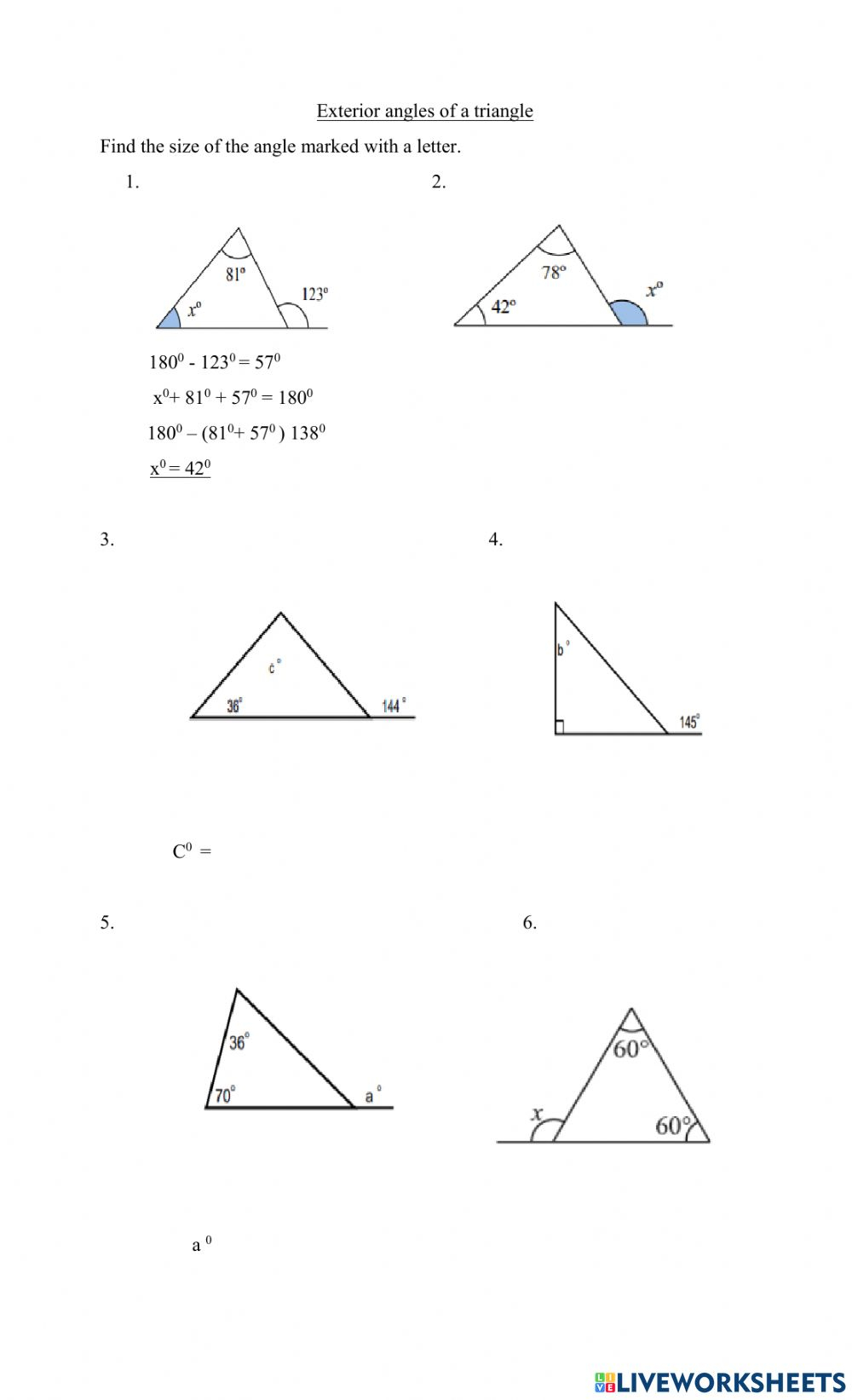 Triangle Angle Sum Worksheet