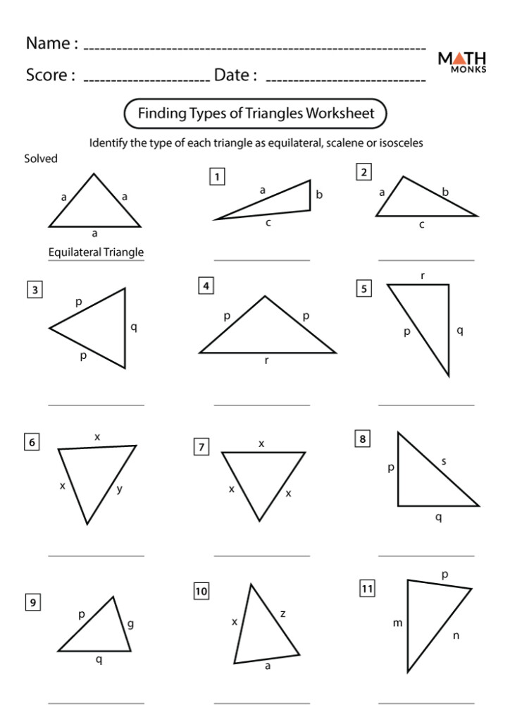 Triangles Math Worksheets