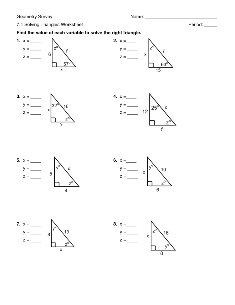 Trigonometric Ratios In Right Triangles Answers 18 Best Images Of 