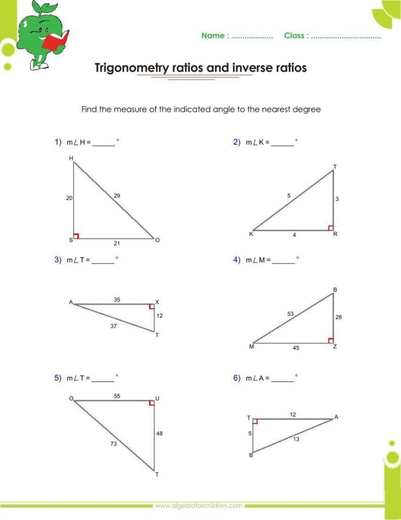  Trigonometry Finding Missing Angles Worksheet Free Download Goodimg co