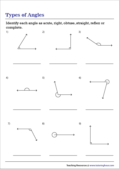 Types Of Angles Worksheet Answer Key Angleworksheets com