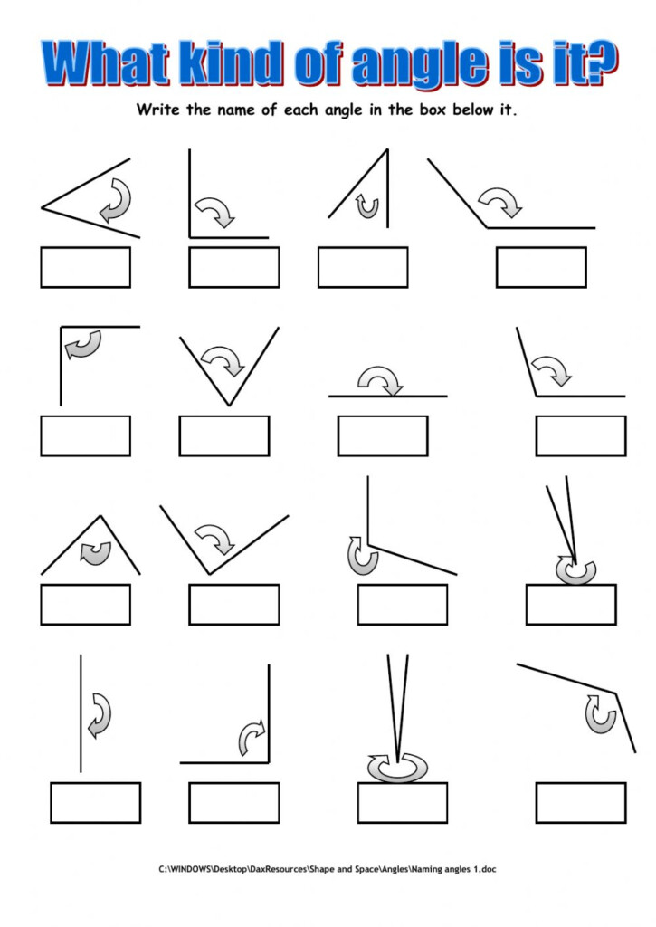 Types Of Angles Worksheets