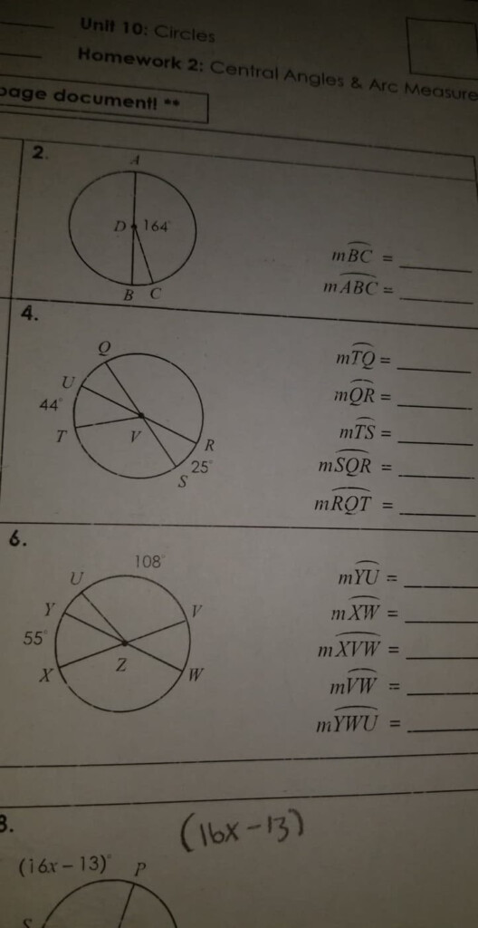 Unit 10 Circles Homework 2 Central Angles Solver Chat