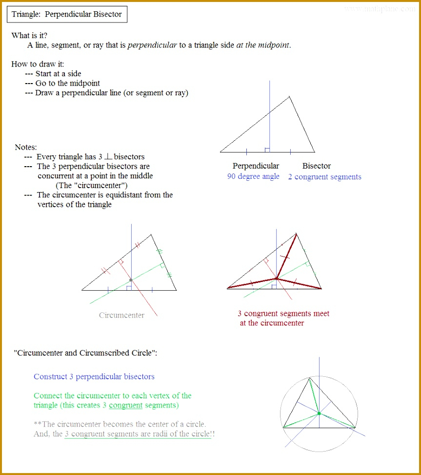 Worksheet Altitude Median Angle Bisector Perpendicular Bisector Answers 