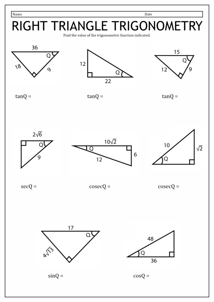 10 Trigonometry Sin Cos Tan Worksheets Worksheeto