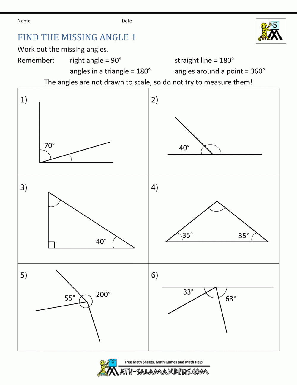3rd Grade Angles Worksheet