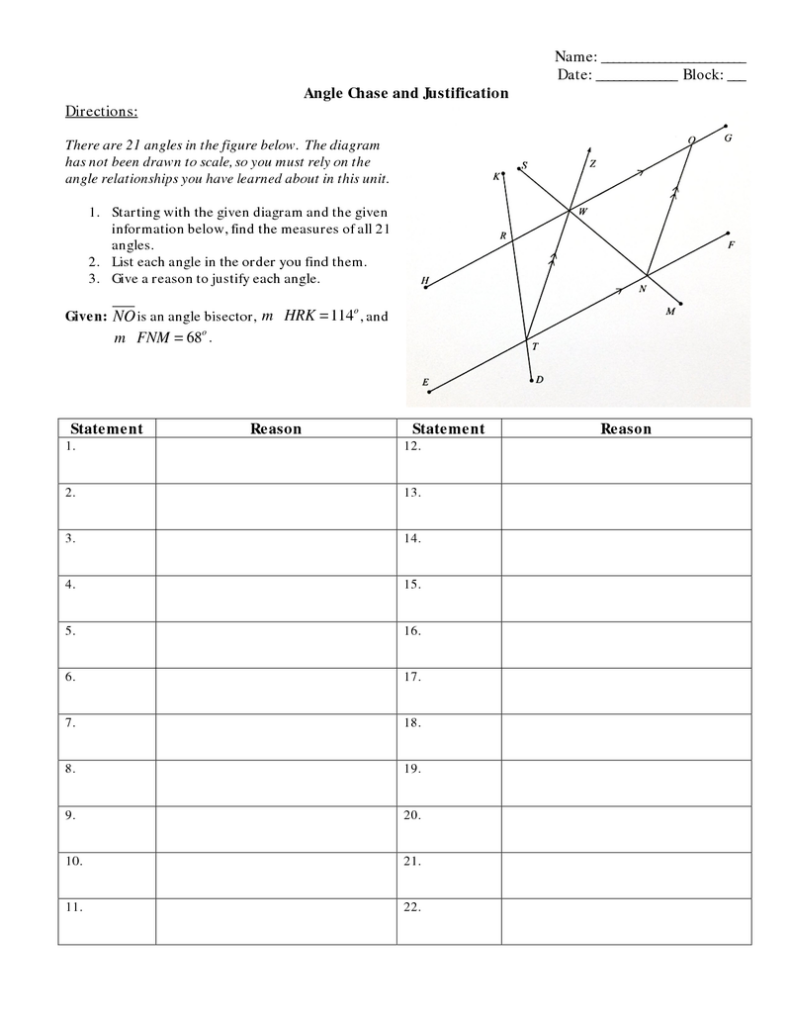 Angle Chase Worksheet Answers