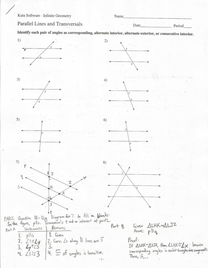 Angle Pair Worksheet Answer Key