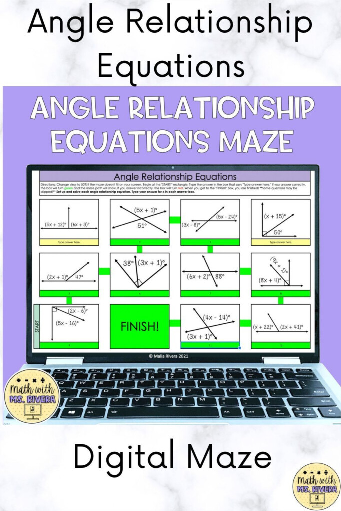 Angle Relationships Maze Solving Equations Worksheet Answer Key