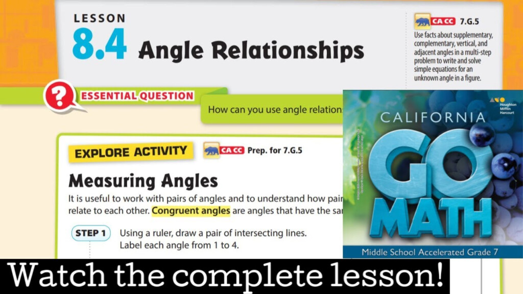 Angle Relationships Worksheet Lesson 8 4 Answers Math Drills Addition