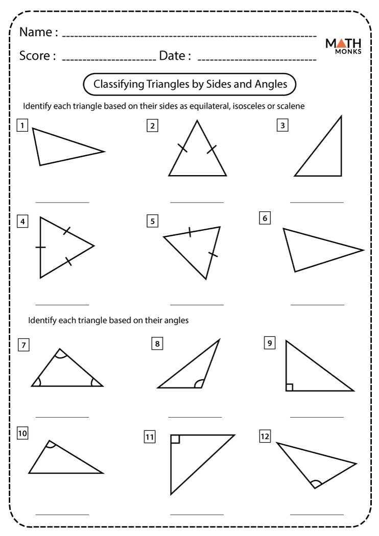 Angles And Triangles Worksheet Grade 5