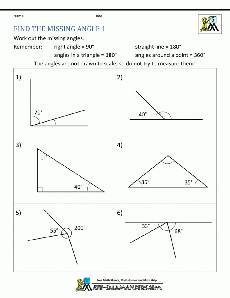 Angles In A Triangle Worksheet