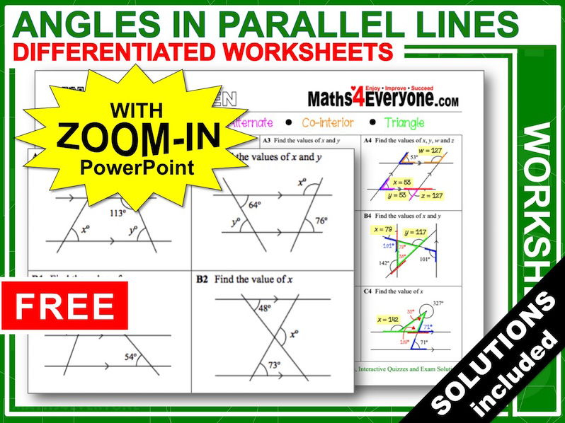 Angles In Parallel Lines Worksheet With Answers