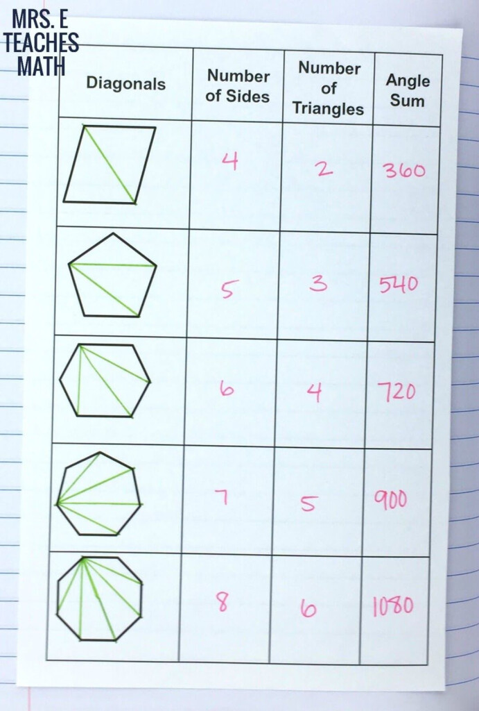 Angles In Polygons Worksheet With Answers