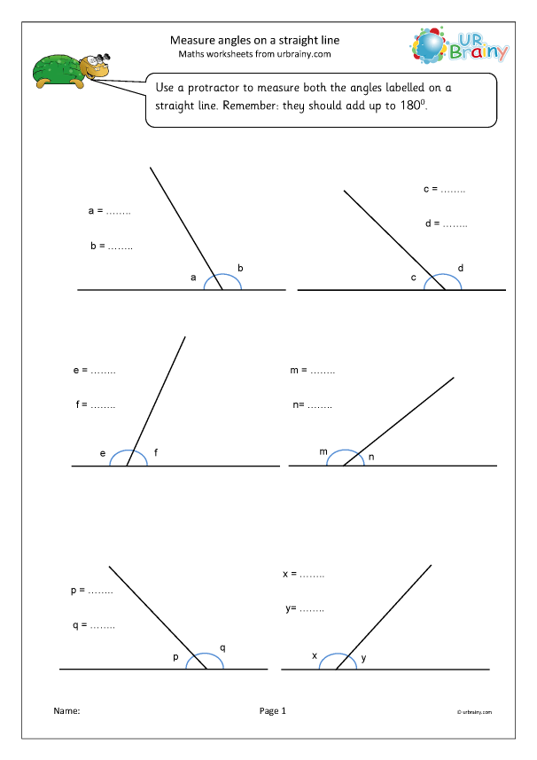 Angles On Straight Line Worksheet Worksheets For Kindergarten
