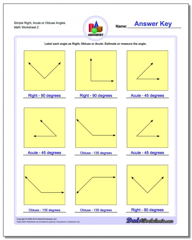 Angles Worksheet For 4th Grade