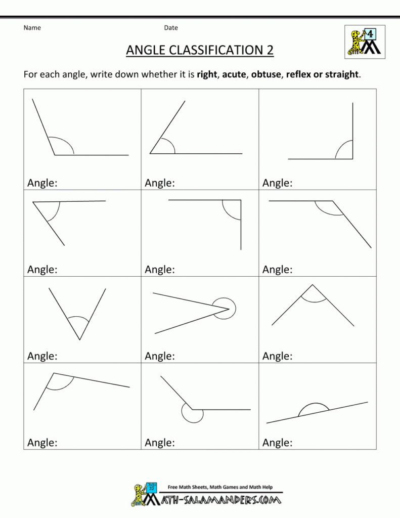 Angles Worksheet For Grade 4