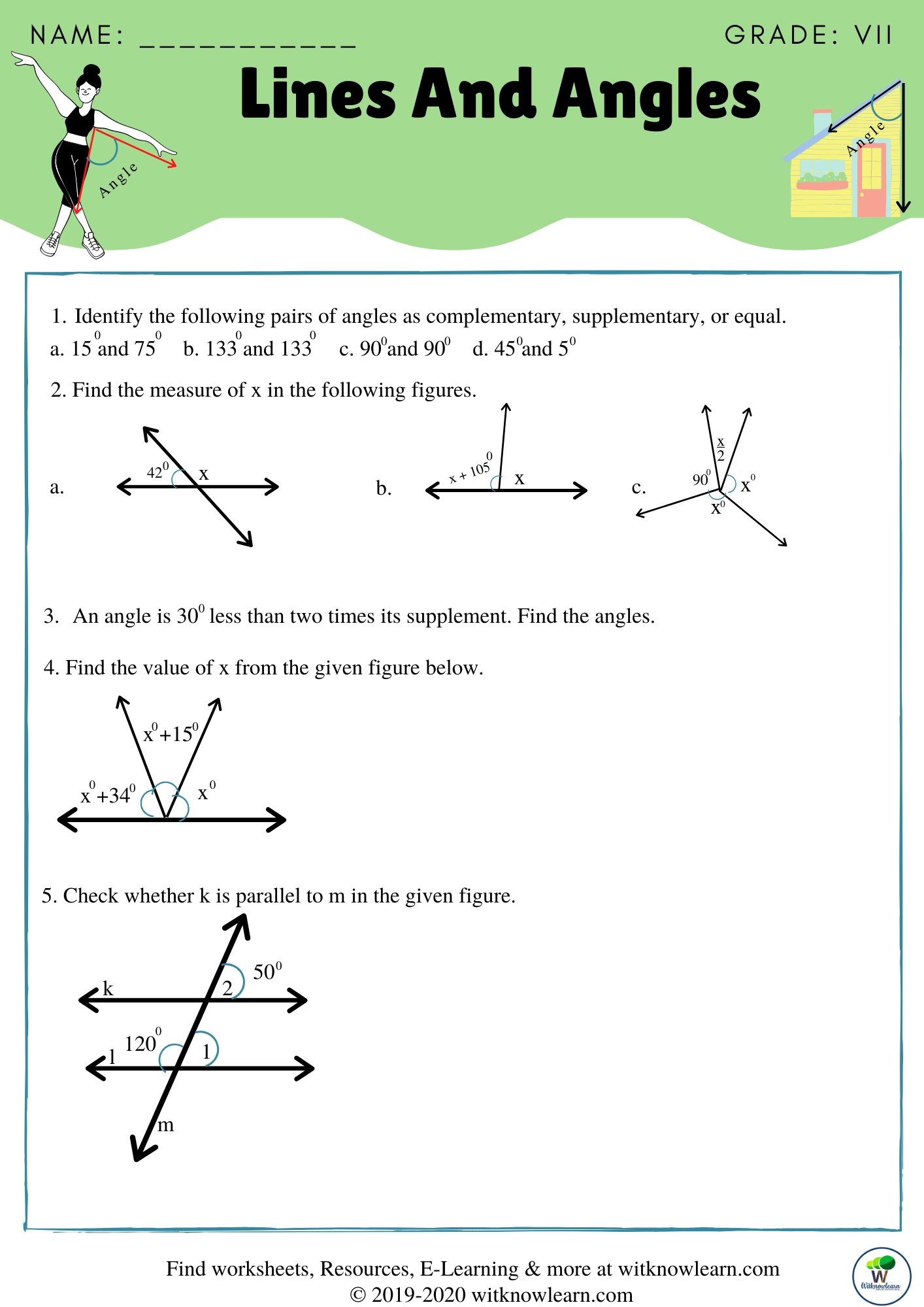 Angles Worksheet For Grade 7